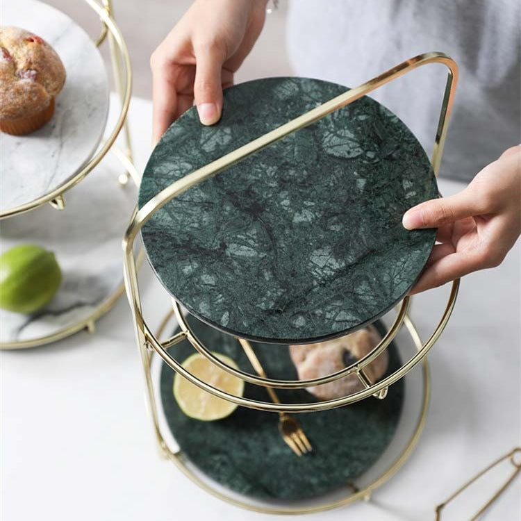 Modern Marble 2 Tier Standing Tray