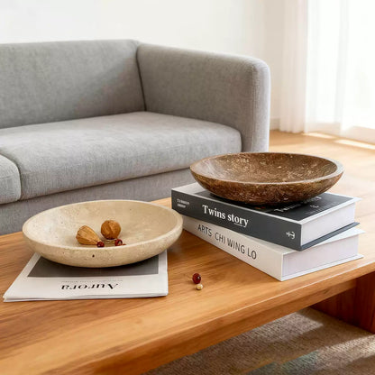 French Luxury Travertine Fruit Bowl | Minimalist Decor Tray