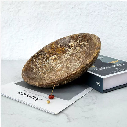 French Luxury Travertine Fruit Bowl | Minimalist Decor Tray