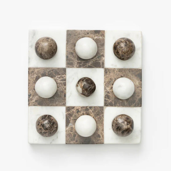 Luxury Natural Marble Tic-Tac-Toe Decor Game