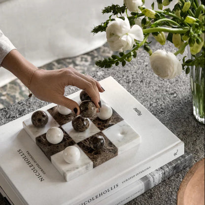 Luxury Natural Marble Tic-Tac-Toe Decor Game