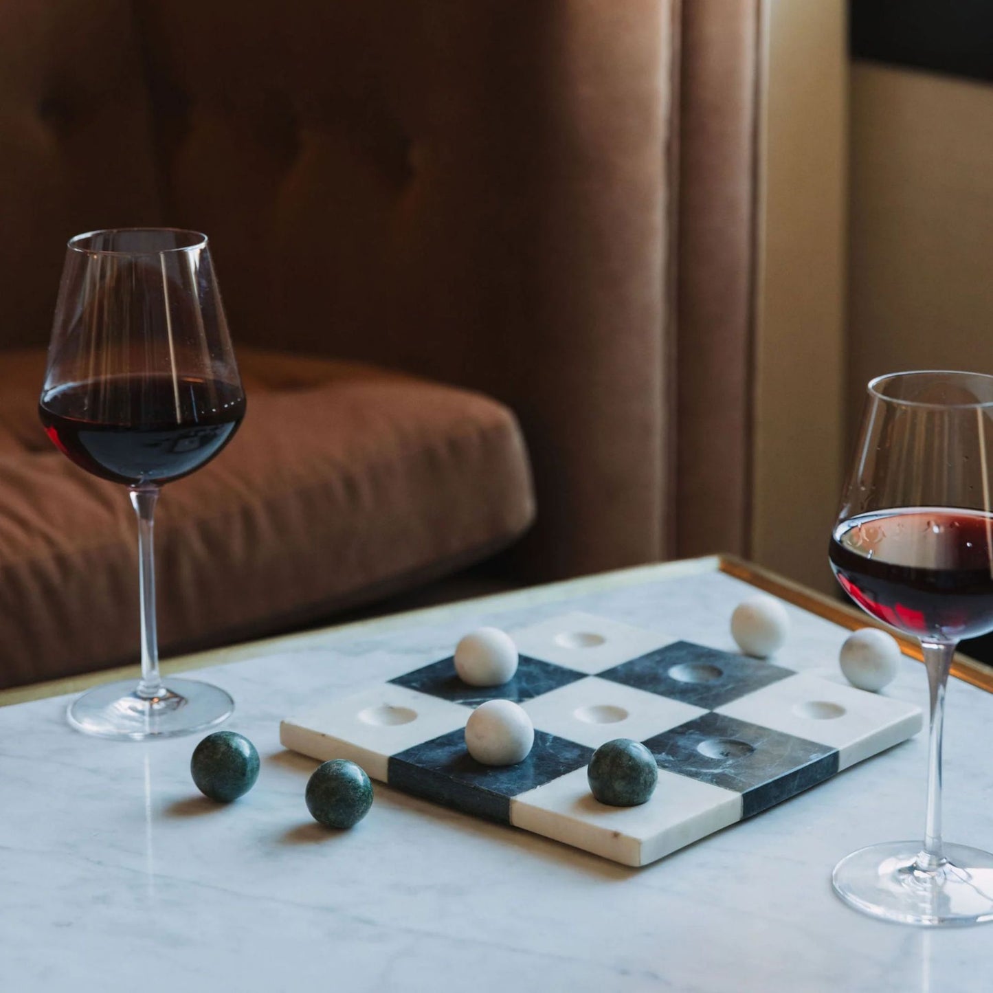 Luxury Natural Marble Tic-Tac-Toe Decor Game