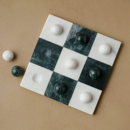 Luxury Natural Marble Tic-Tac-Toe Decor Game