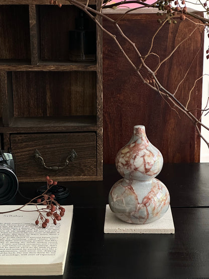 Natural Marble Gourd Decorative Figurine - Retro Luxury Home Accent