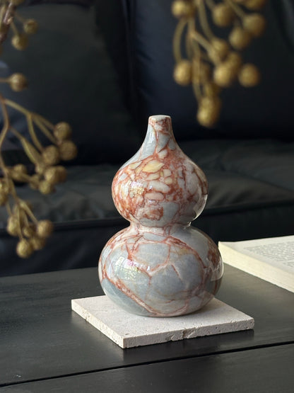 Natural Marble Gourd Decorative Figurine - Retro Luxury Home Accent