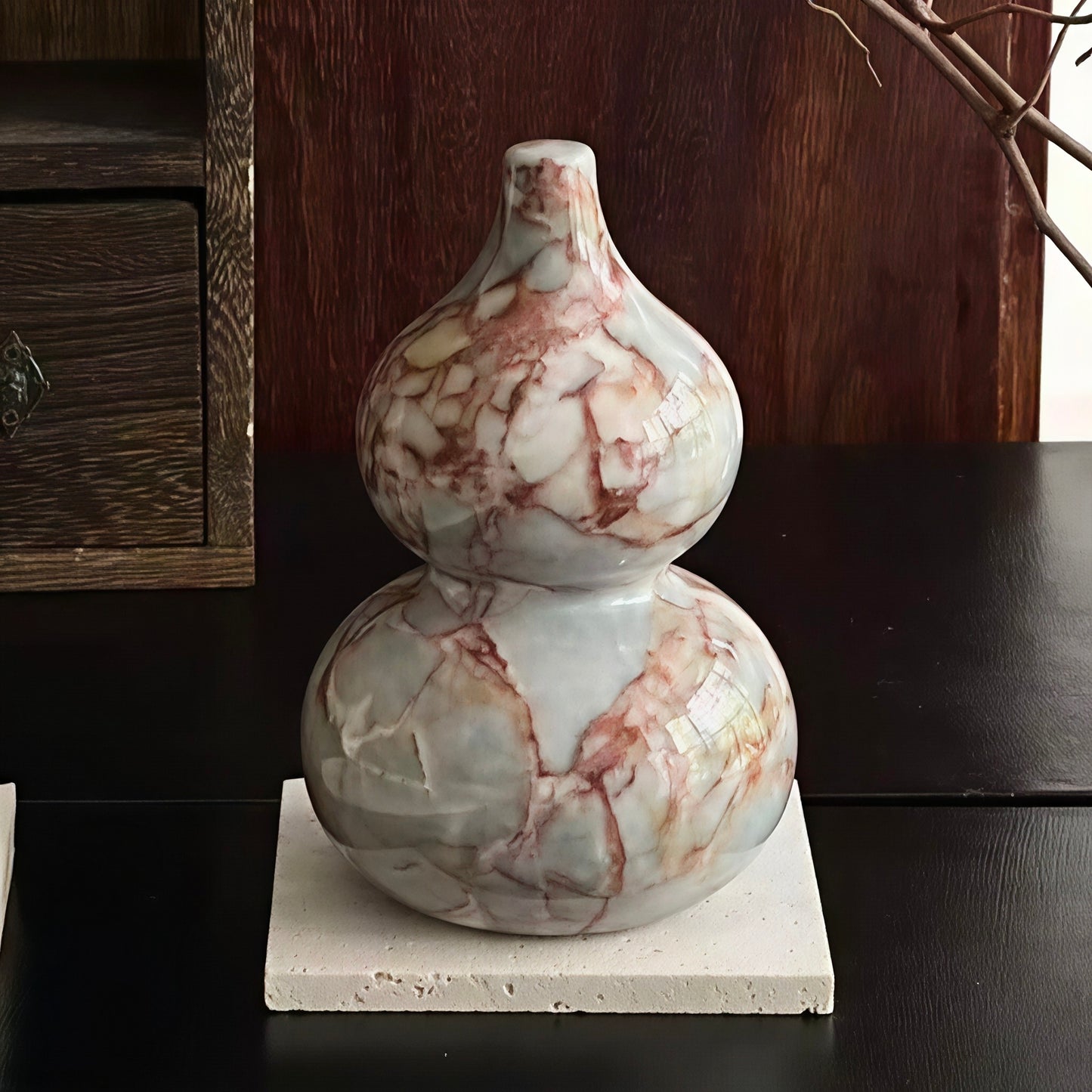Natural Marble Gourd Decorative Figurine - Retro Luxury Home Accent