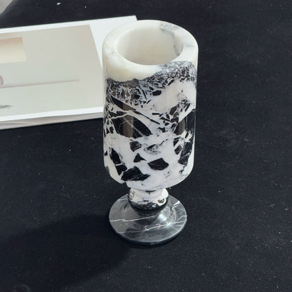 French Style Natural Marble Vase (Water-Friendly) – Light Luxury Living Room Decor