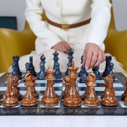 Oversized Foldable Marble-Patterned Chess Set