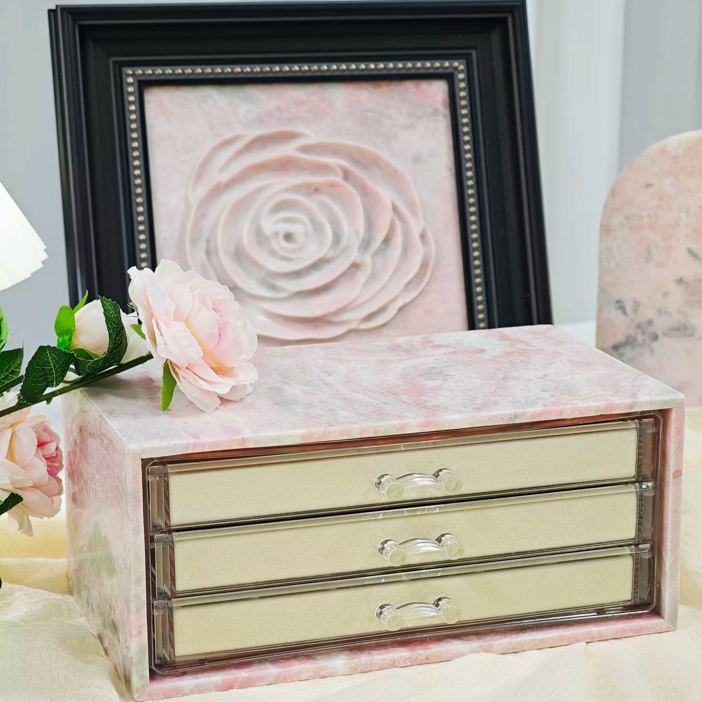 Natural Marble Jewelry Box - Luxury Multi-Tier Vanity Organizer