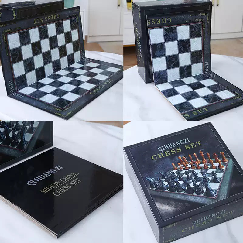 Oversized Foldable Marble-Patterned Chess Set