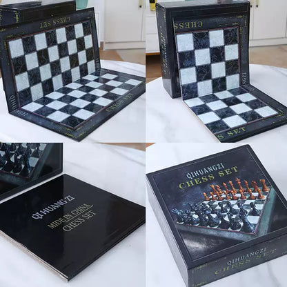 Oversized Foldable Marble-Patterned Chess Set
