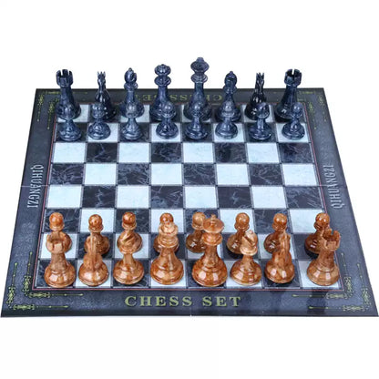 Oversized Foldable Marble-Patterned Chess Set