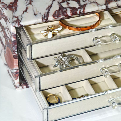 Natural Marble Jewelry Box - Luxury Multi-Tier Vanity Organizer