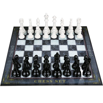 Oversized Foldable Marble-Patterned Chess Set