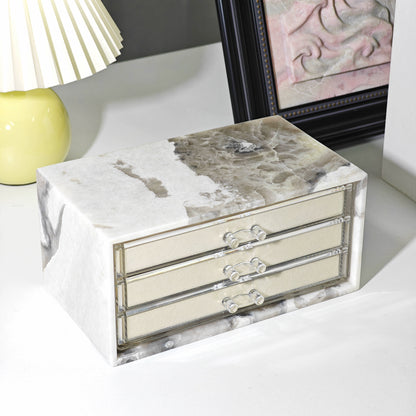 Natural Marble Jewelry Box - Luxury Multi-Tier Vanity Organizer