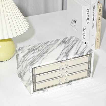 Natural Marble Jewelry Box - Luxury Multi-Tier Vanity Organizer