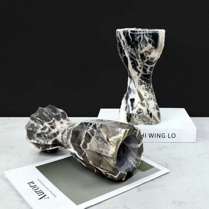 French Mid-Century Bvlgari Luxury Stone Spiral Vase – Modern Light Luxury Decor