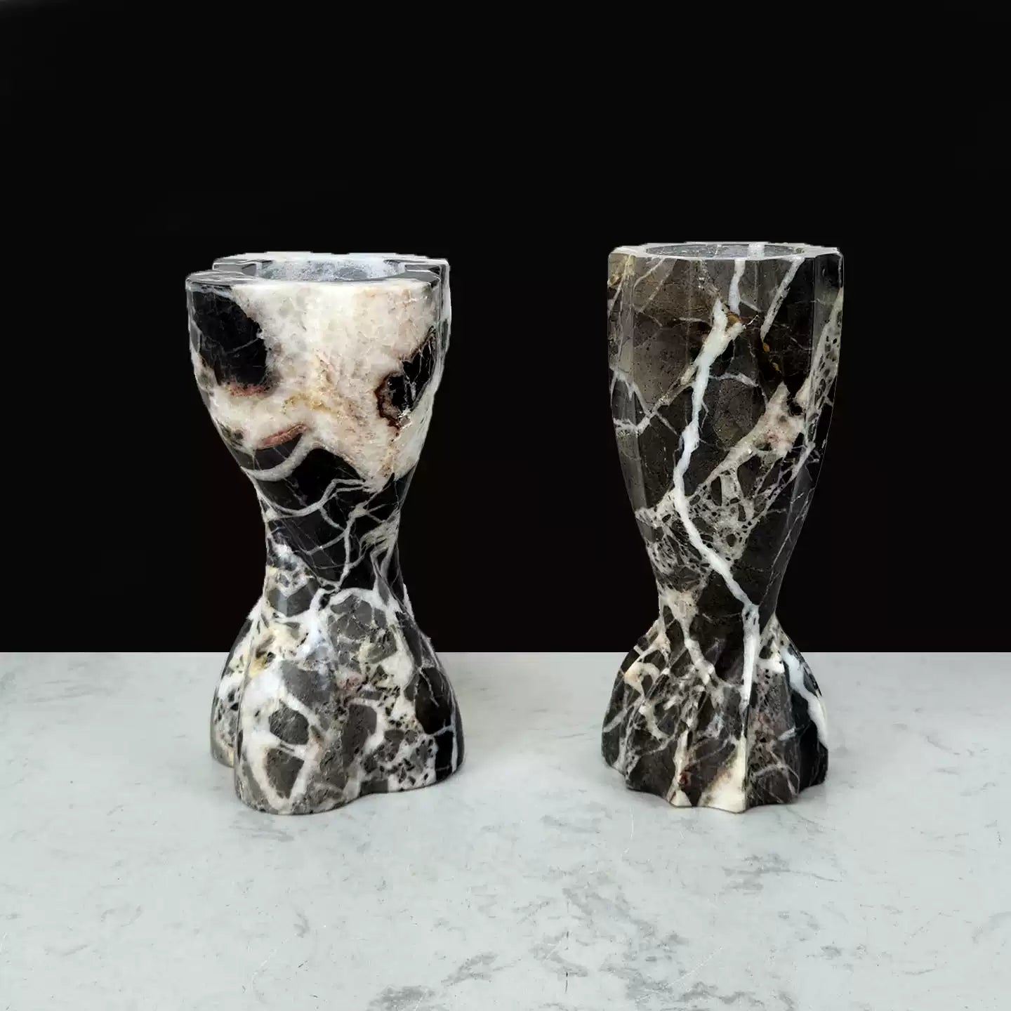 French Mid-Century Bvlgari Luxury Stone Spiral Vase – Modern Light Luxury Decor