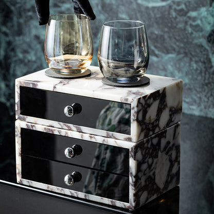 Minimalist Calacatta Marble Drawer Storage Box - Hotel Bathroom Organizer
