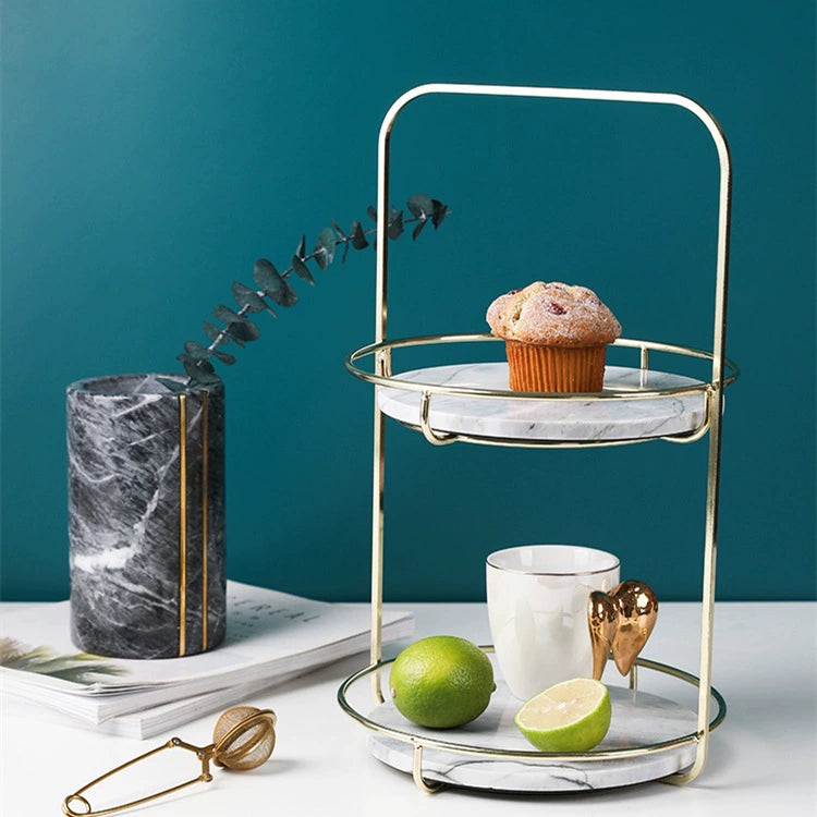 Modern Marble 2 Tier Standing Tray