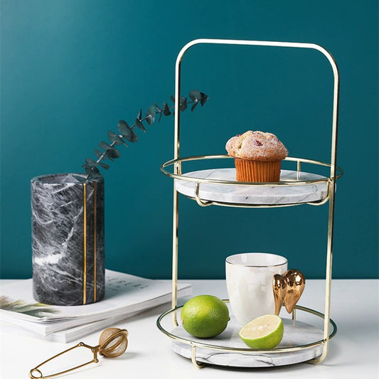 Modern Marble 2 Tier Standing Tray