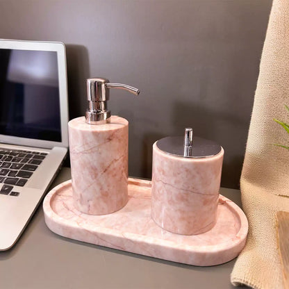 Luxury Handcrafted Pink Marble Bath Set