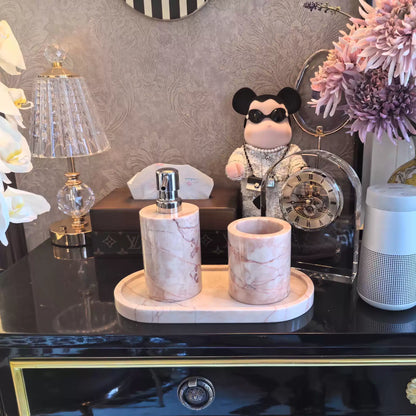 Luxury Handcrafted Pink Marble Bath Set