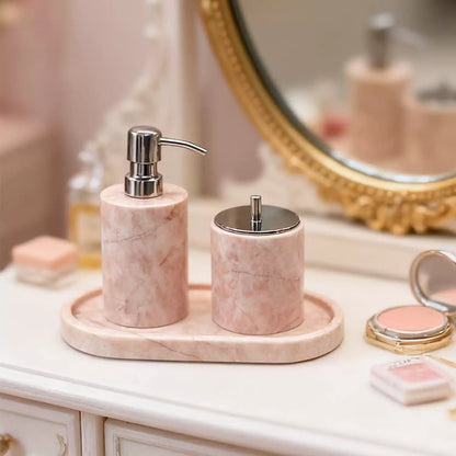 Luxury Handcrafted Pink Marble Bath Set