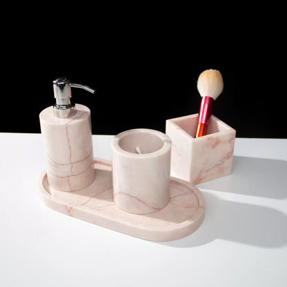 Luxury Handcrafted Pink Marble Bath Set