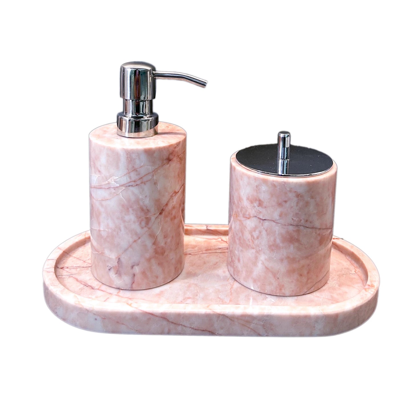 Luxury Handcrafted Pink Marble Bath Set
