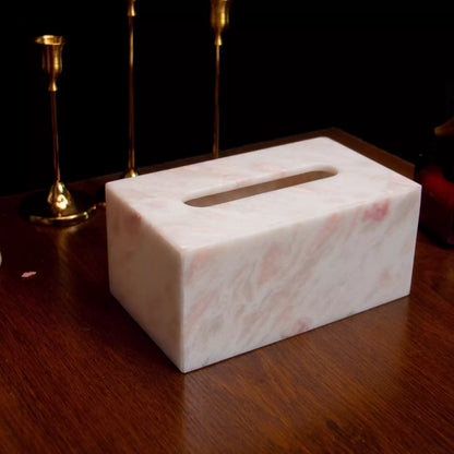 Rainbow Rose Marble Tissue Box - Luxury Natural Stone Decor