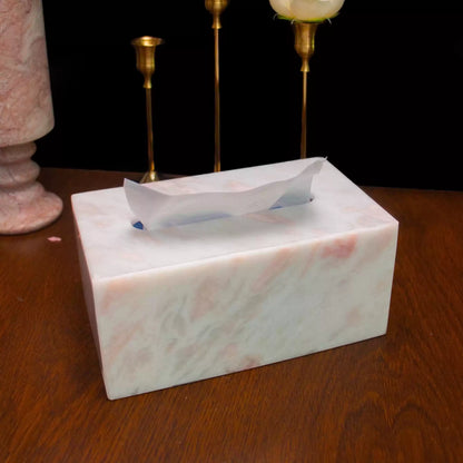 Rainbow Rose Marble Tissue Box - Luxury Natural Stone Decor