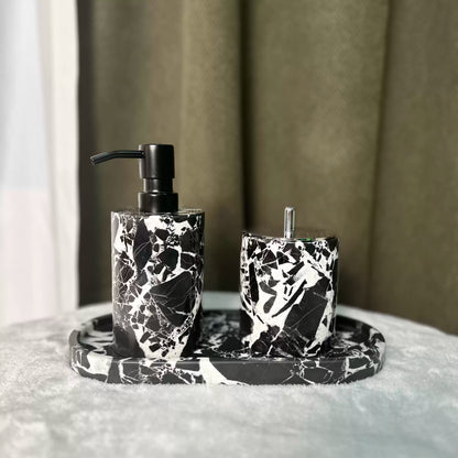 Black & White Marble Luxury Hotel-Style Bath Organizer Set