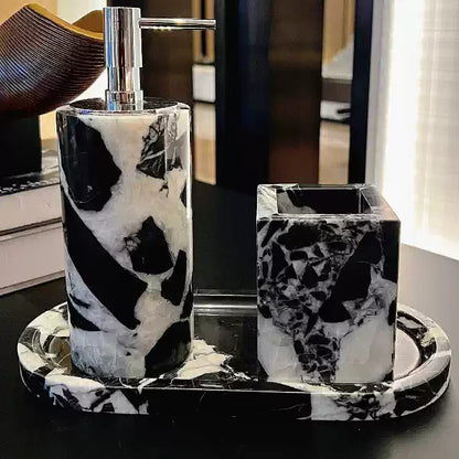Black & White Marble Luxury Hotel-Style Bath Organizer Set
