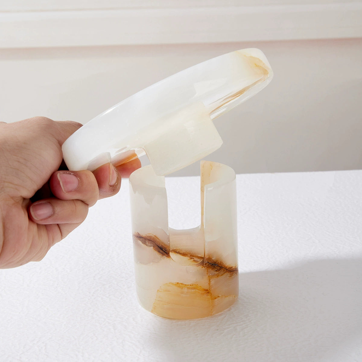 Neo-Chinese Luxury Alabaster Candle & Oil Warmer - Unique Ambiance for Home & Hotels