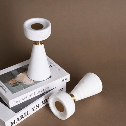 Modern Luxury Volakas White Marble Candle Holder - Elevate Your Home Ambiance