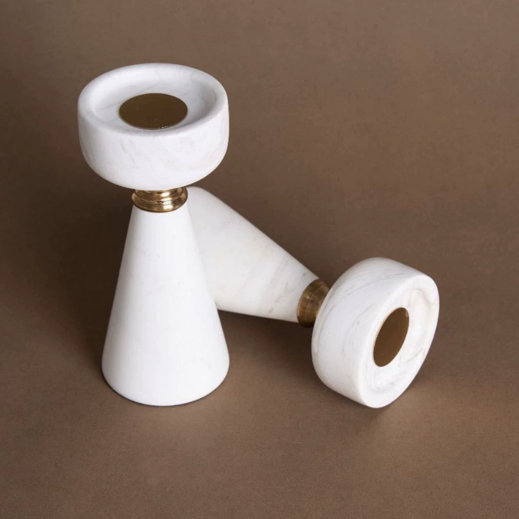 Modern Luxury Volakas White Marble Candle Holder - Elevate Your Home Ambiance