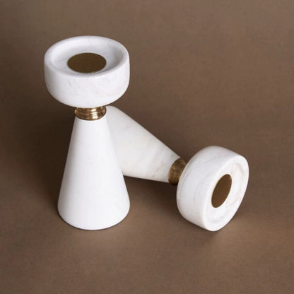 Modern Luxury Volakas White Marble Candle Holder - Elevate Your Home Ambiance