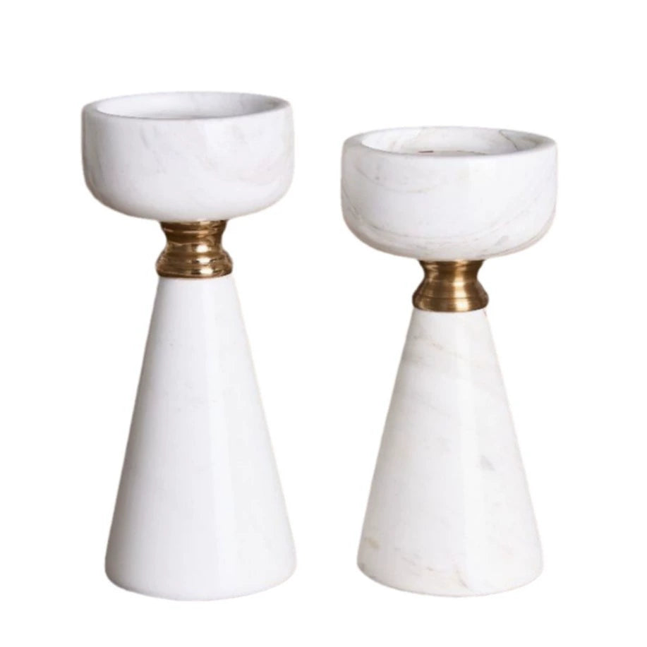 Modern Luxury Volakas White Marble Candle Holder - Elevate Your Home Ambiance
