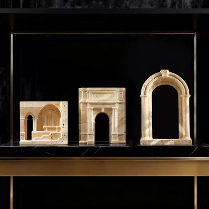 Wabi-Sabi Luxury Travertine Architecture Sculpture Decor