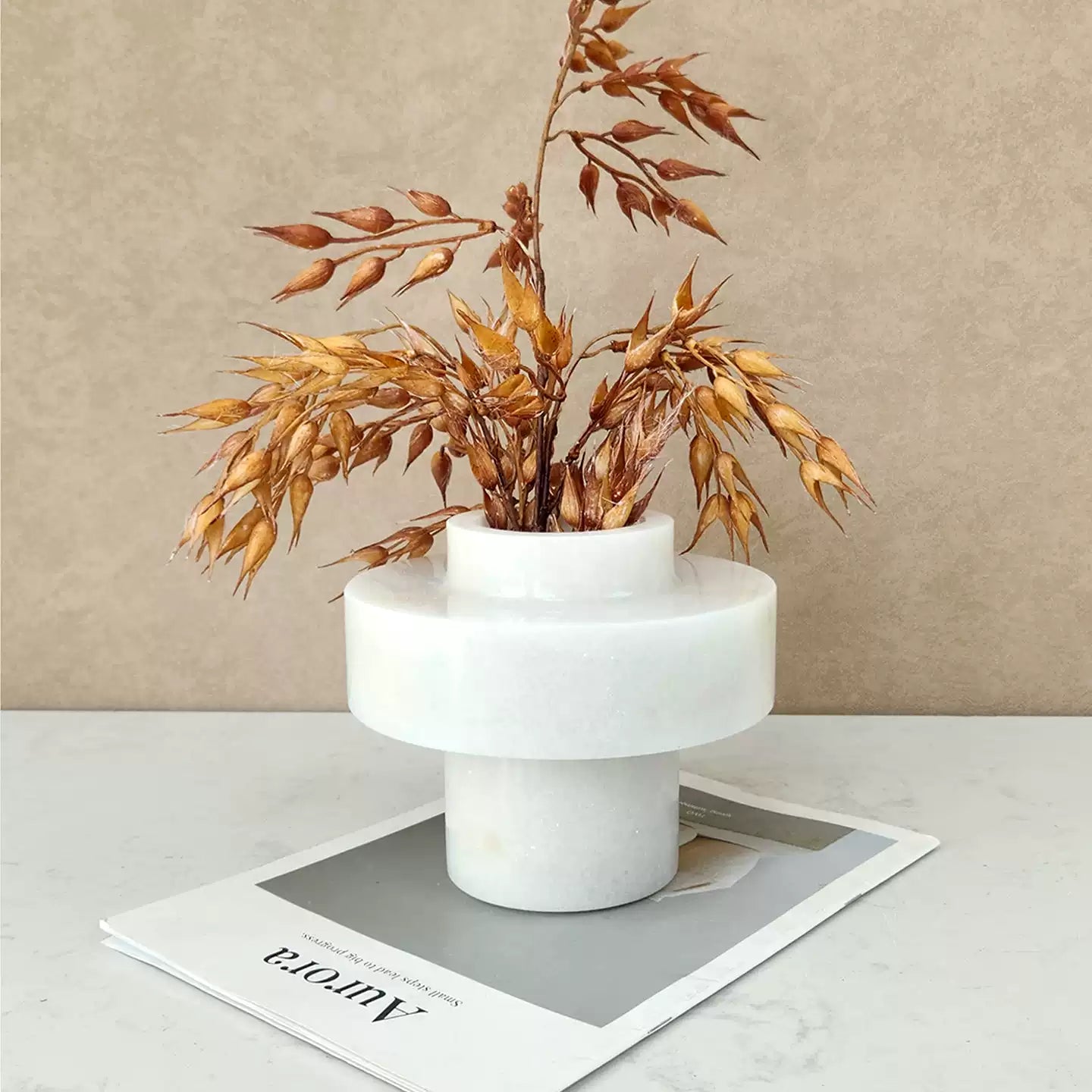 French Light Luxury White Marble Geometric Vase Collection