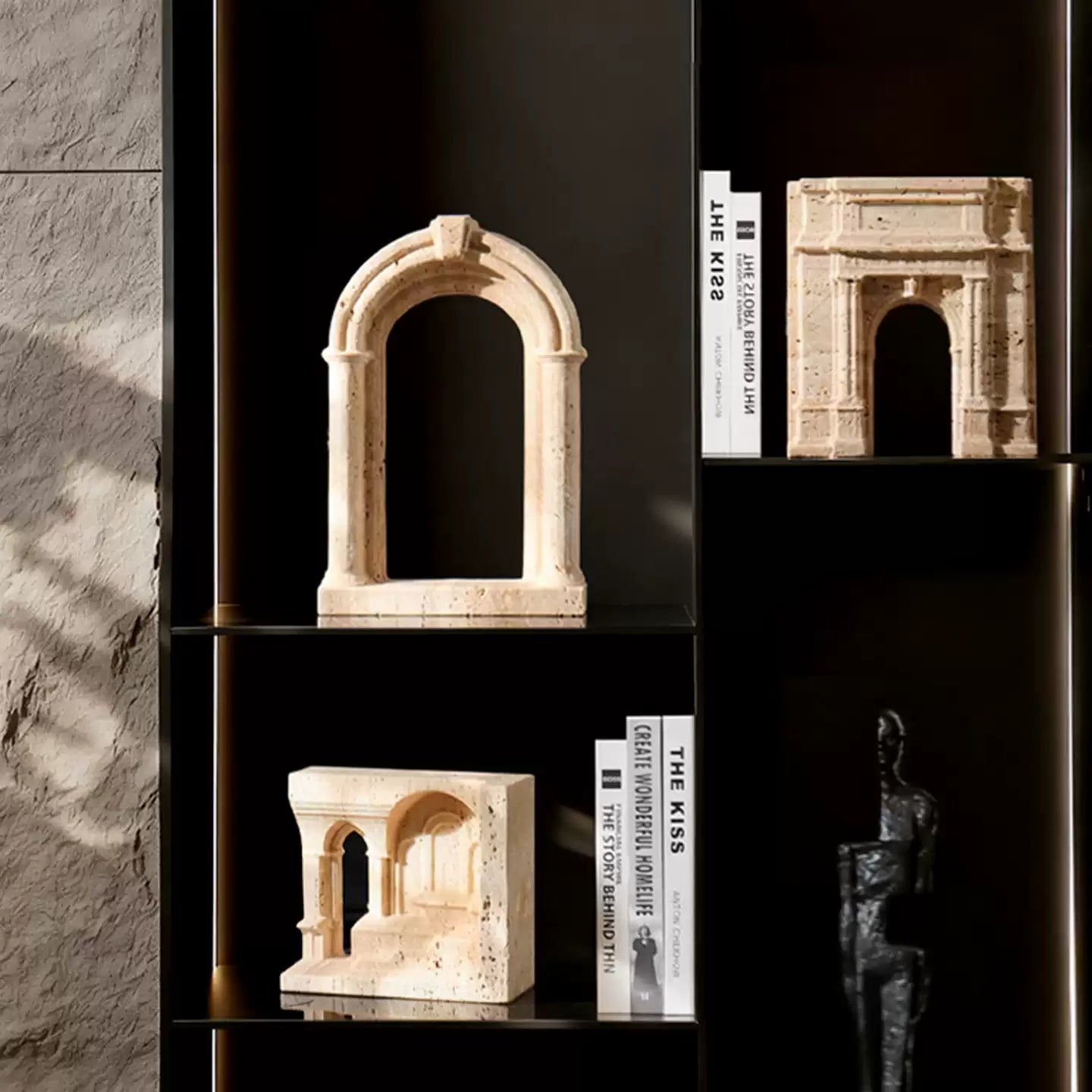 Wabi-Sabi Luxury Travertine Architecture Sculpture Decor