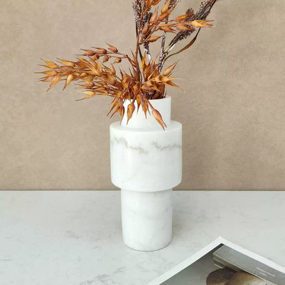 French Light Luxury White Marble Geometric Vase Collection