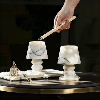 Vintage Wabi-Sabi Calacatta Marble Candle Holder