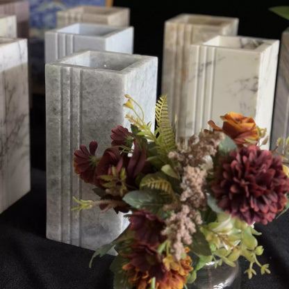 Natural Marble Square Vase – Luxury Modern Minimalist Decor