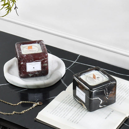 Minimalist Modern Cube Marble Aromatherapy Candle Cup - Elevate Home & Hotel Decor
