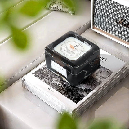 Minimalist Modern Cube Marble Aromatherapy Candle Cup - Elevate Home & Hotel Decor