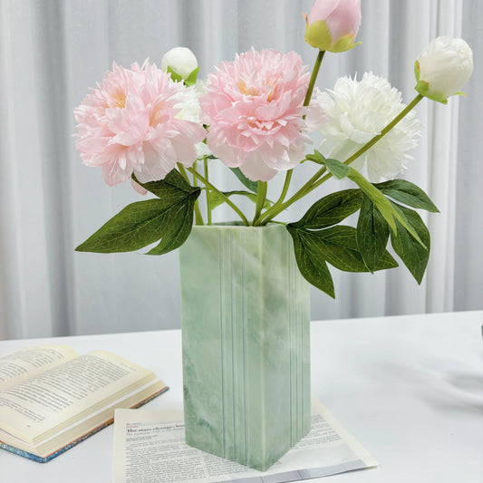 Natural Marble Square Vase – Luxury Modern Minimalist Decor