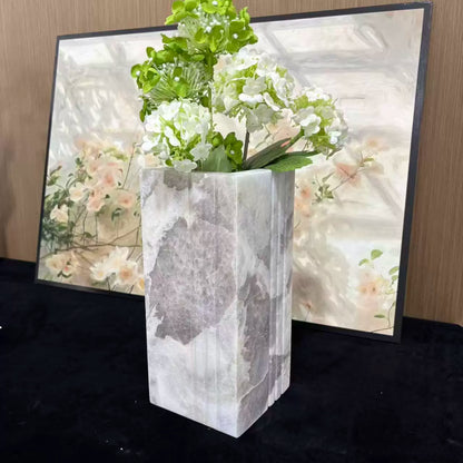 Natural Marble Square Vase – Luxury Modern Minimalist Decor