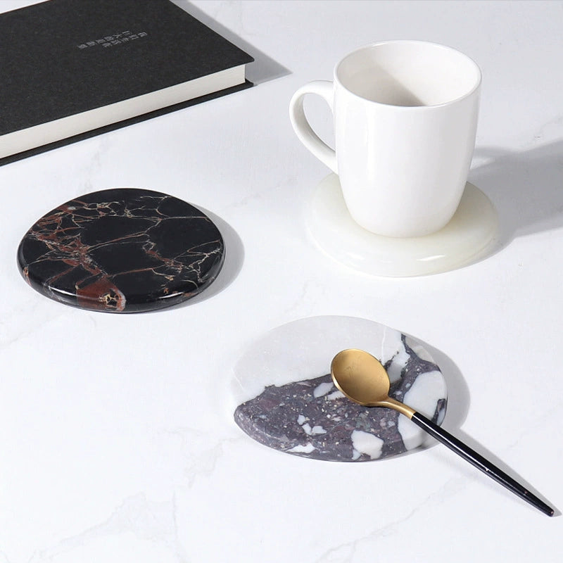 Natural Marble Irregular Coasters – Heat-Resistant Tabletop Decor